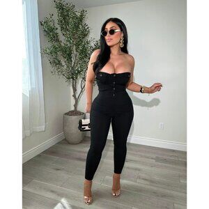 Black denim jumpsuit